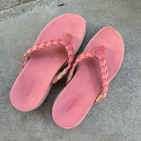 Vionic Kenji Platform Braided Thong  Flip Flop Sandal pink Size USA 9.5 - Picture 2 of 7